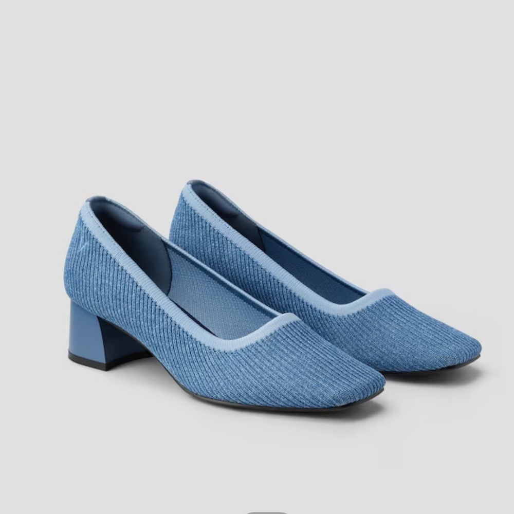 Vivaia Melody 2.0 Square Toe Chunky Heel Denim Blue